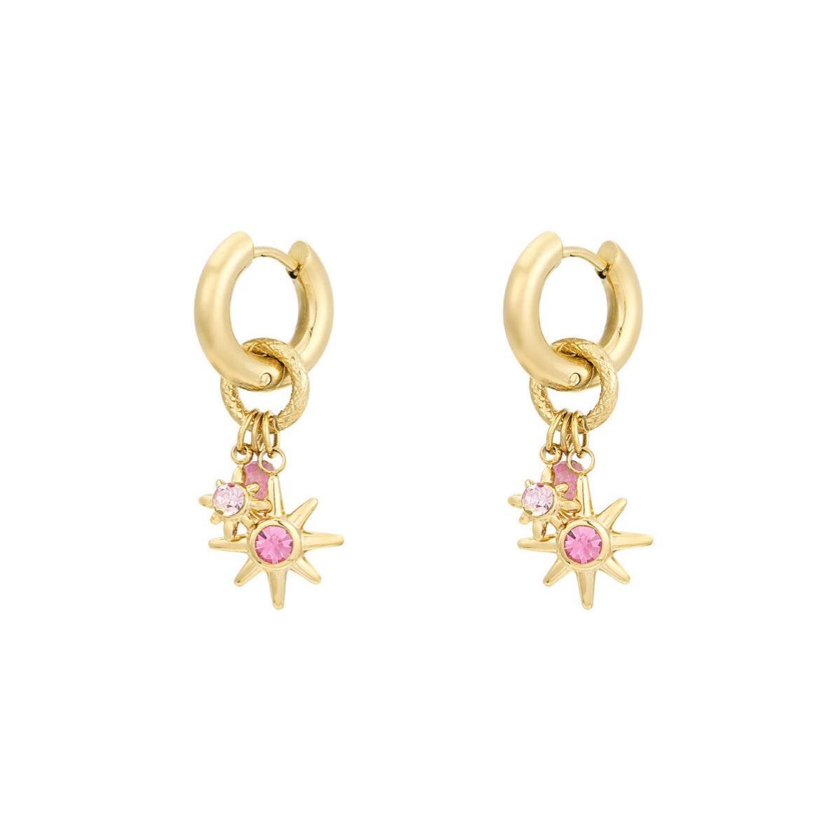 Pink starlight earrings gold