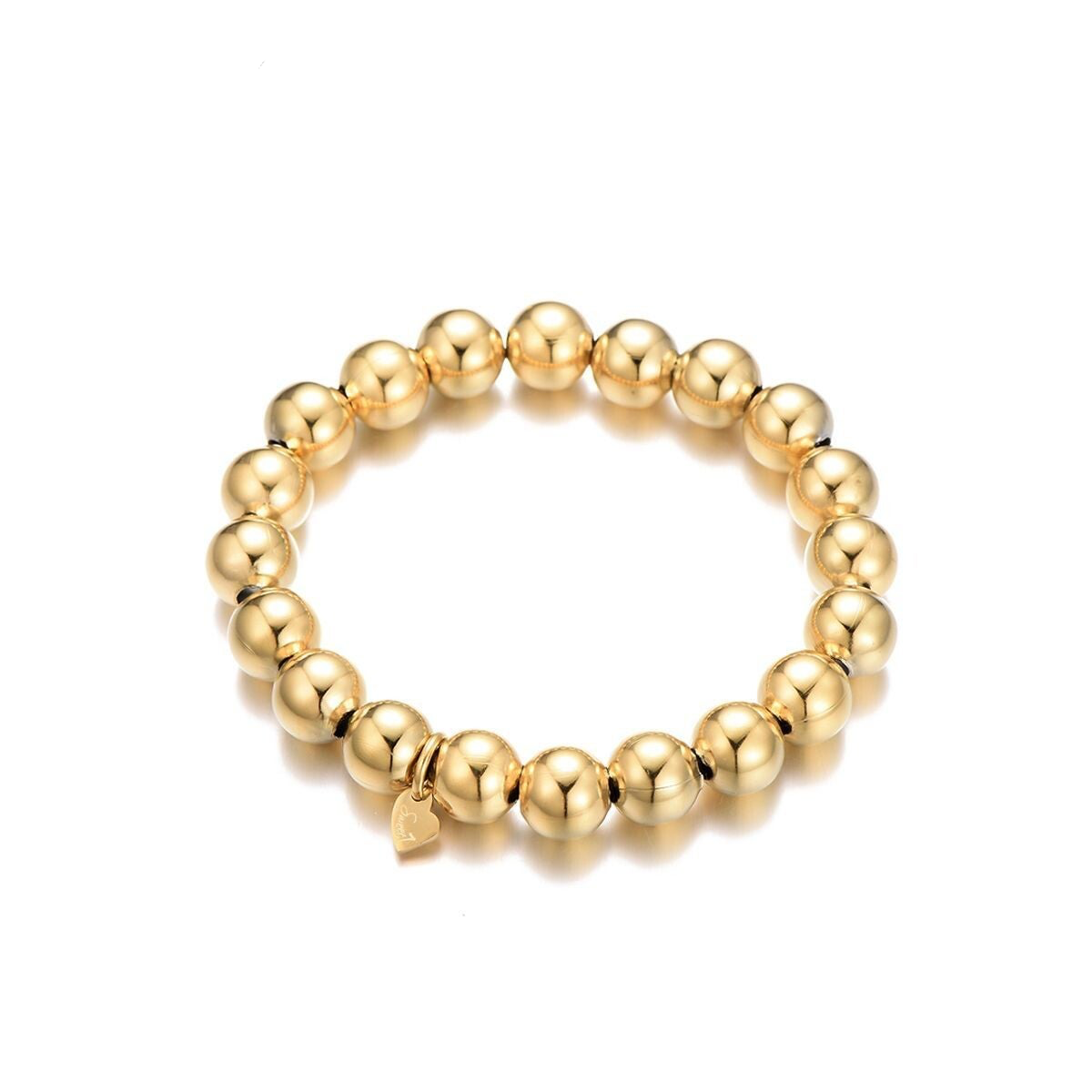 Elastic large beads bracelet gold
