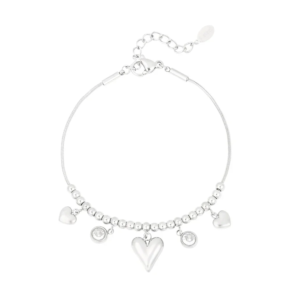 Sparkling hearts bracelet silver