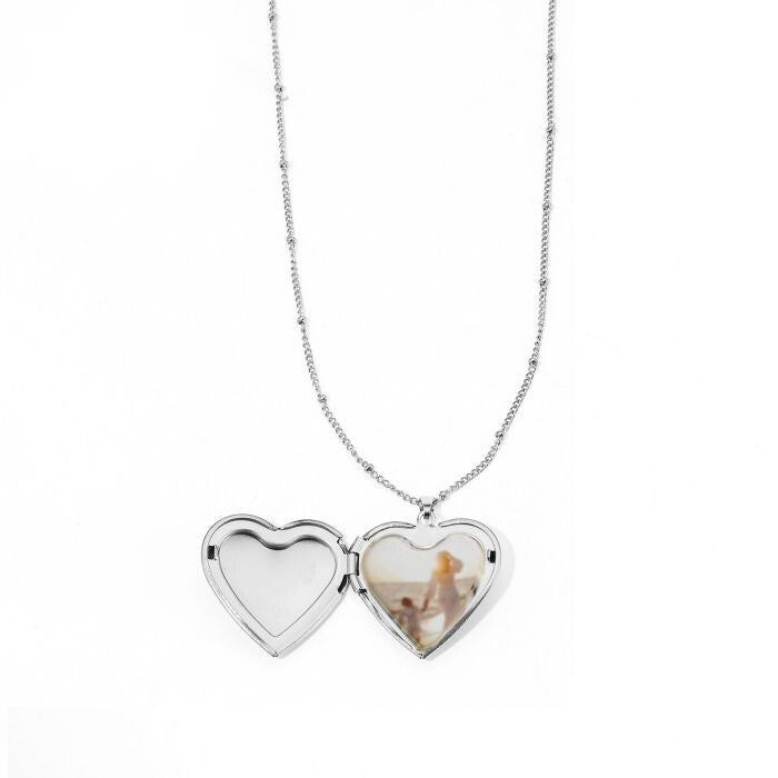 Photo locket necklace silver