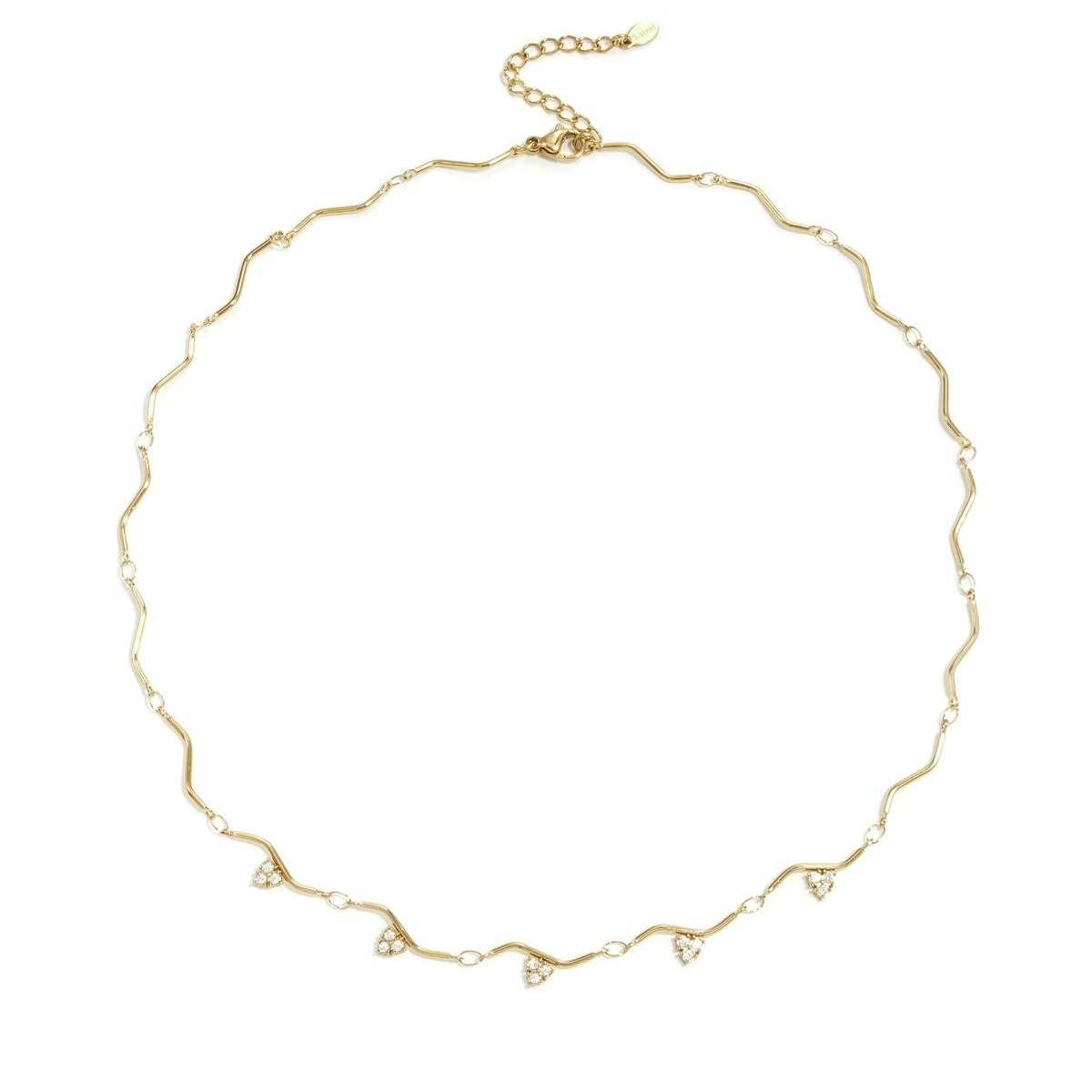 Wavy strass necklace gold