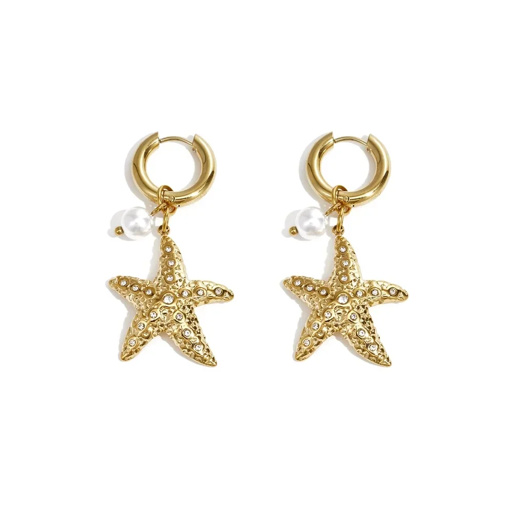 Starfish earrings gold