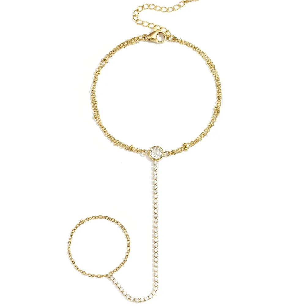 Tennis style hand chain gold