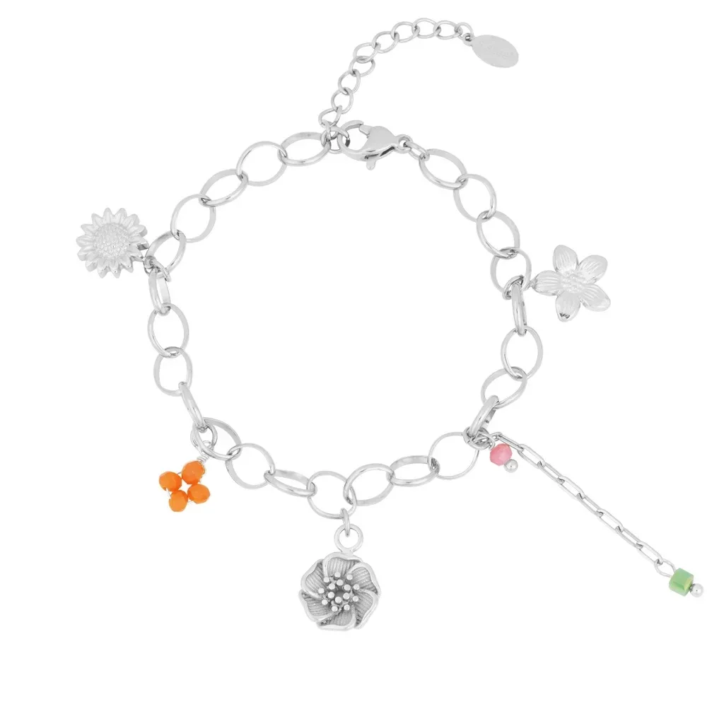 Flower dash bracelet silver