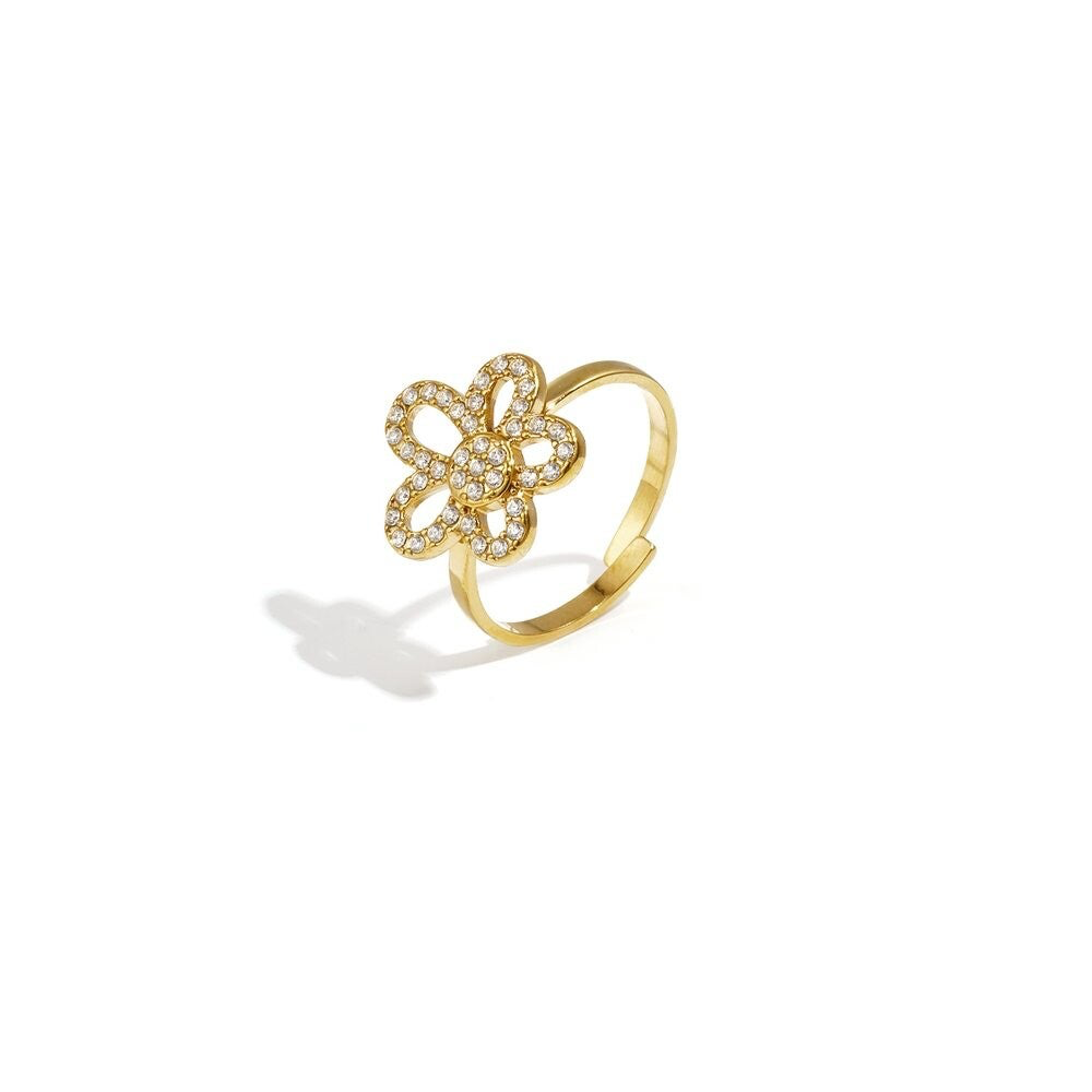 Shiny flower ring gold