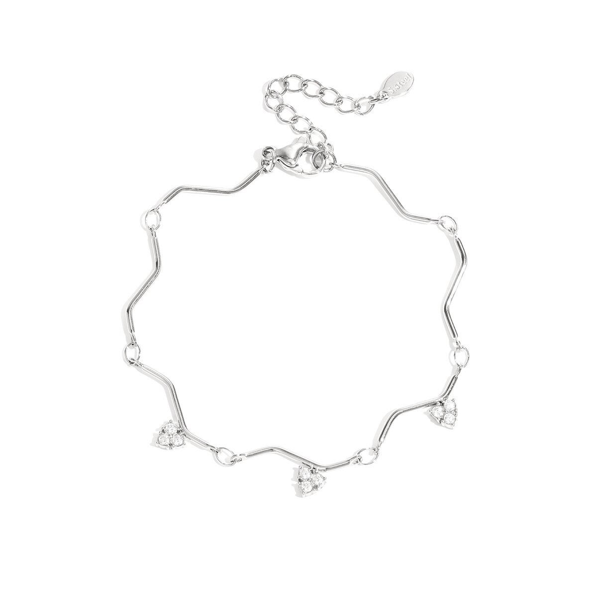 Wavy rhinestone bracelet silver