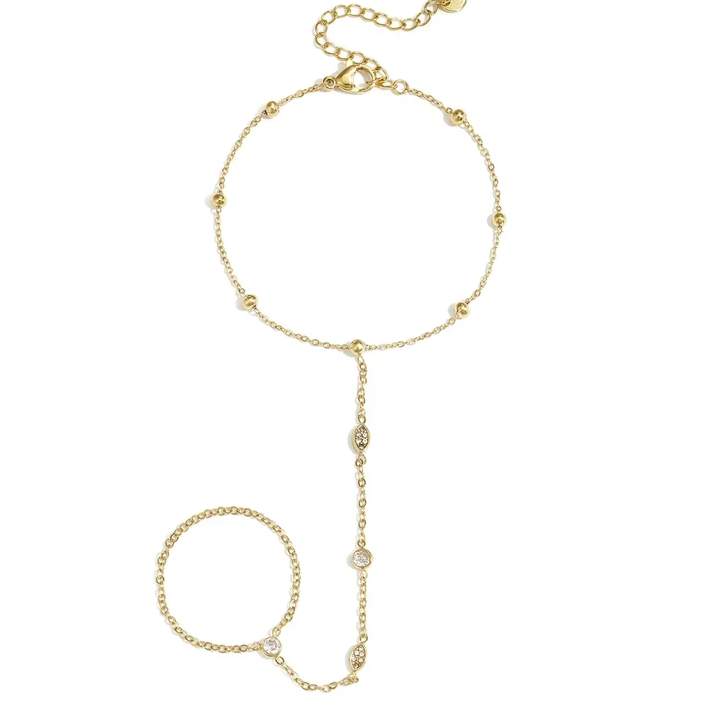 Oval beads hand chain gold