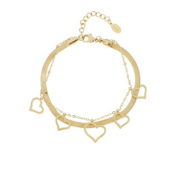 Chunky hearts bracelet gold