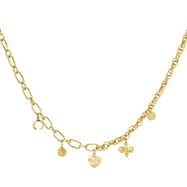 Two sides charm necklace gold