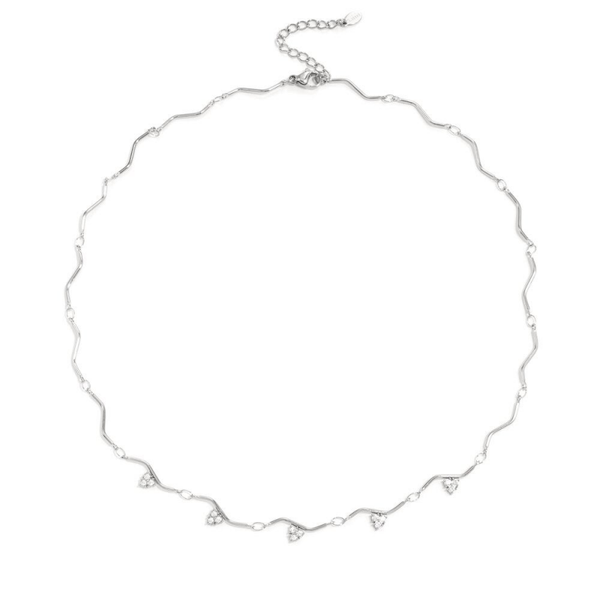 Wavy strass necklace silver