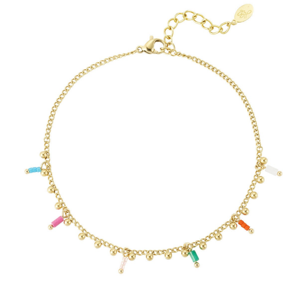 Messy colors anklet gold