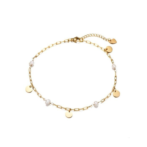 Coins & pearls anklet gold