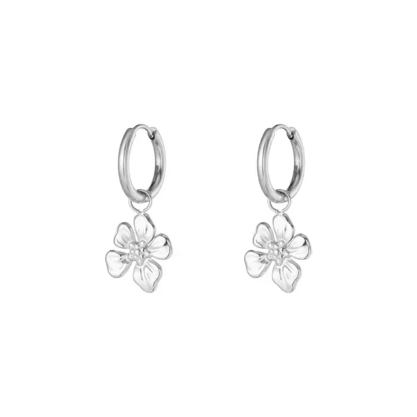 Tropical flower earrings silver
