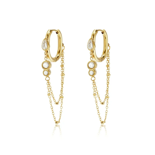 Zircon chain hoops gold