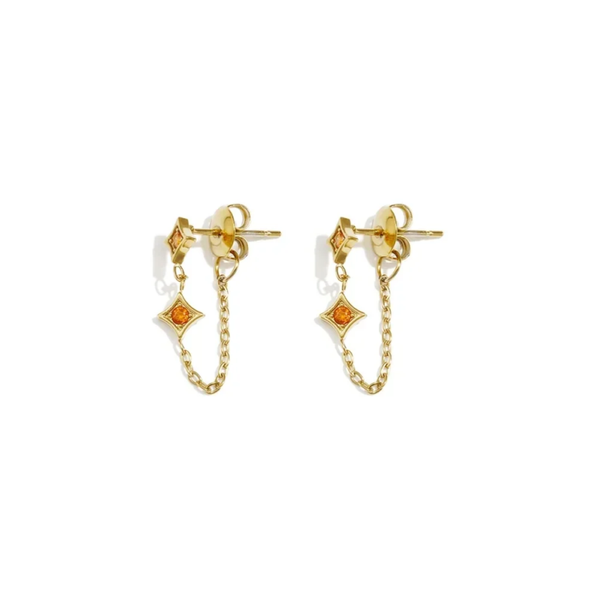 Geomatric stud earrings orange gold