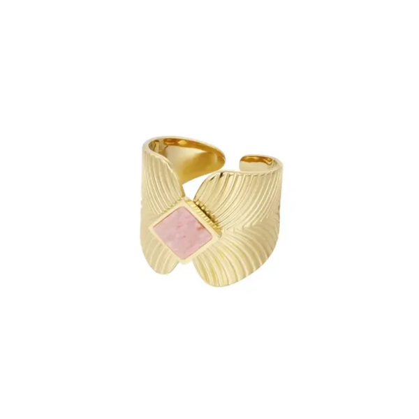 Leaves & stone ring gold