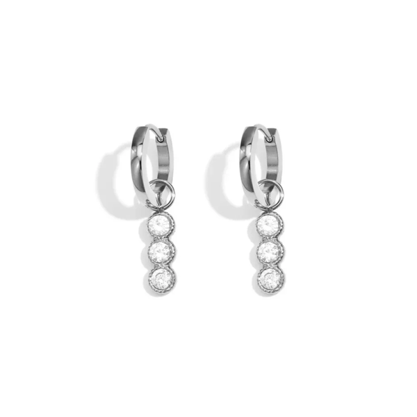 Triple zircon earrings silver