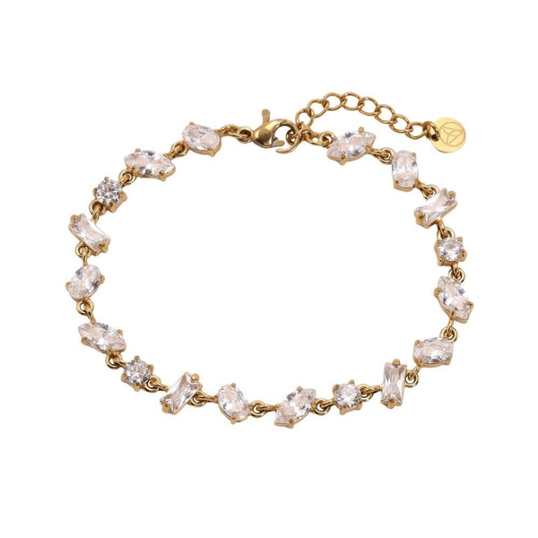 Different shapes zircon bracelet gold