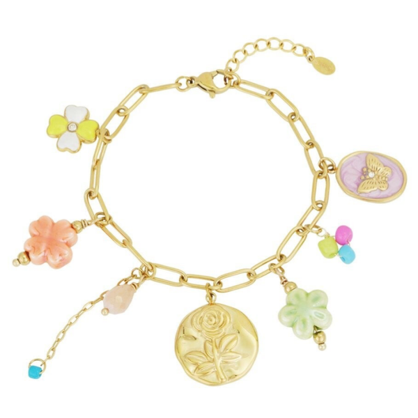 Colorful garden bracelet gold