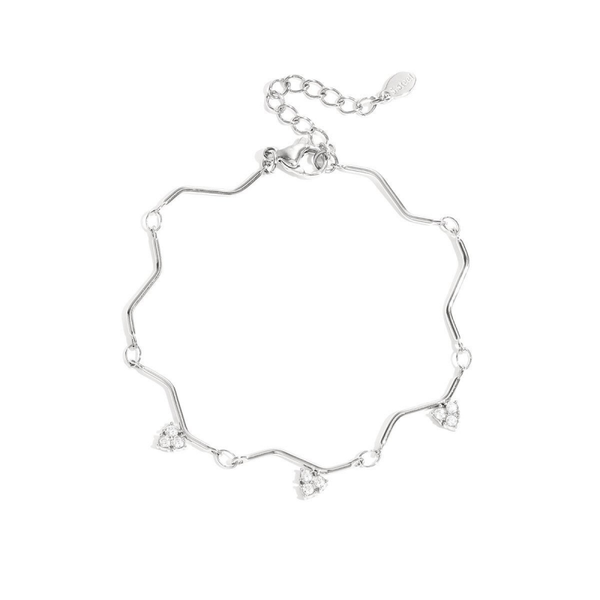 Wavy rhinestone bracelet silver
