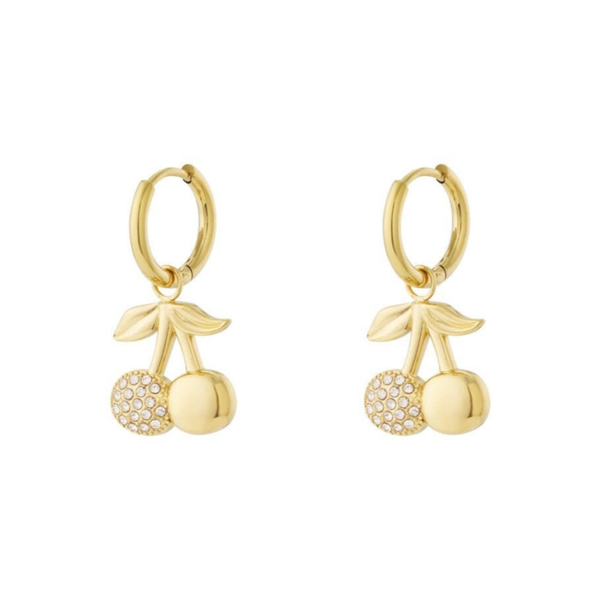 Cherry sparkle earrings gold