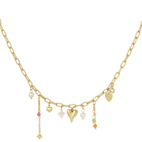 Amore colorful charm necklace gold