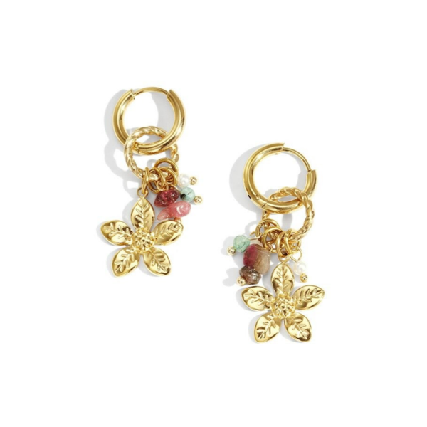 Autumn flower earrings gold