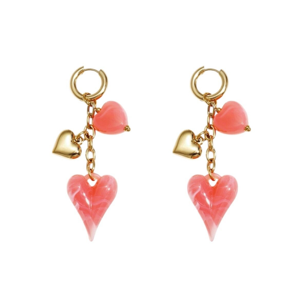Lovely hearts earrings Pink gold