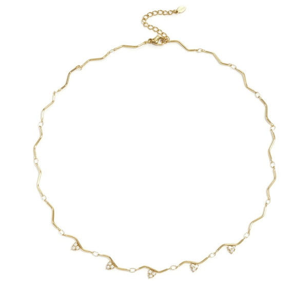 Wavy strass necklace gold