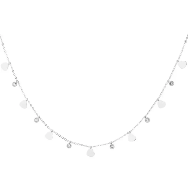 Hearts & diamonds necklace silver