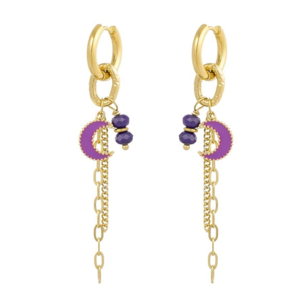 Moonlight lover earrings purple gold