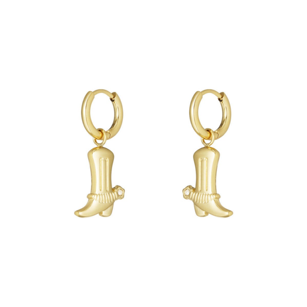 Cowboy boots earrings gold