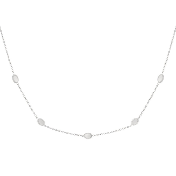 5 stone necklace silver