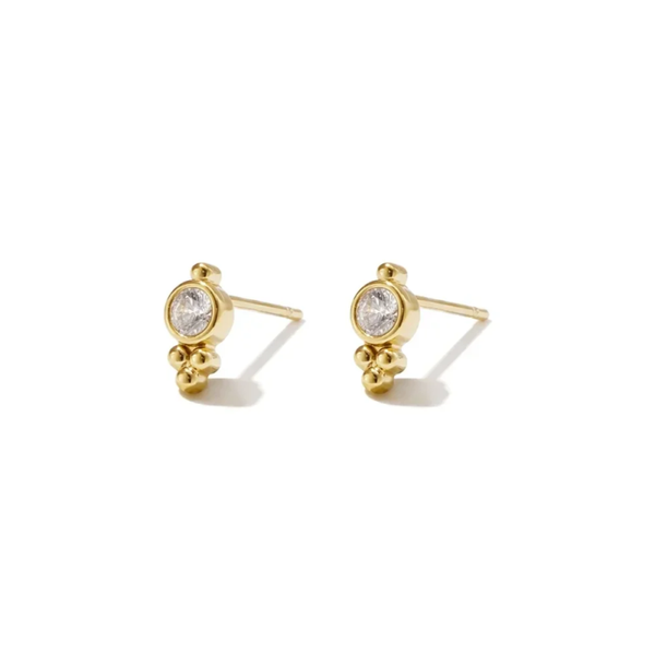 Simple daily zircon studs gold