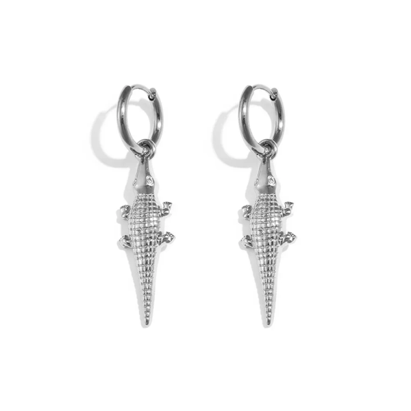 Crocodile earrings silver