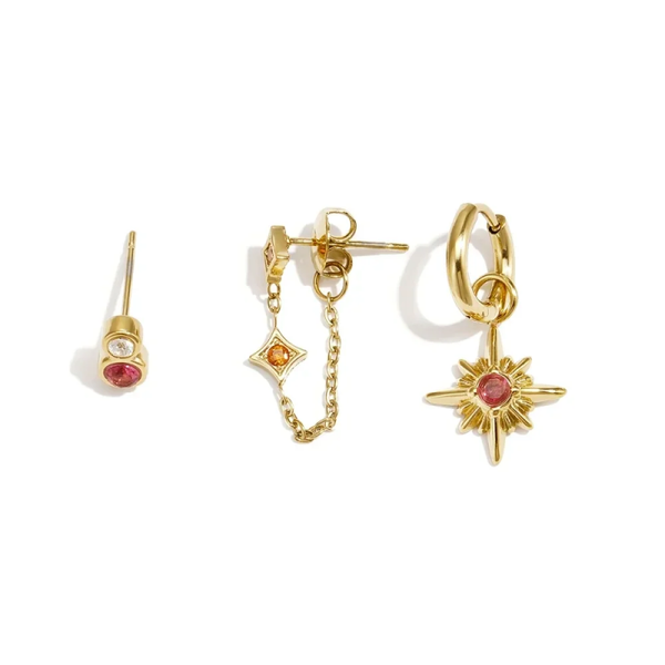 Earring set simple daily 3 red