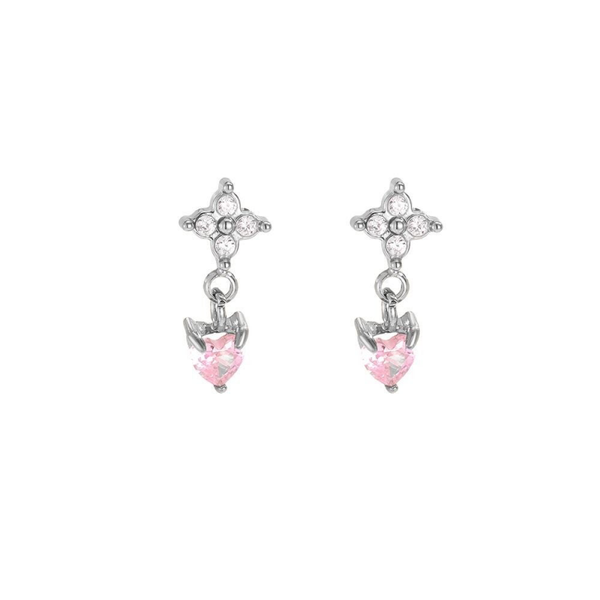 Pink zircon stud earrings silver