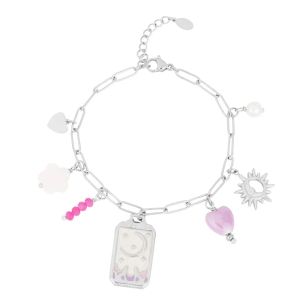 Tiny moon bracelet silver