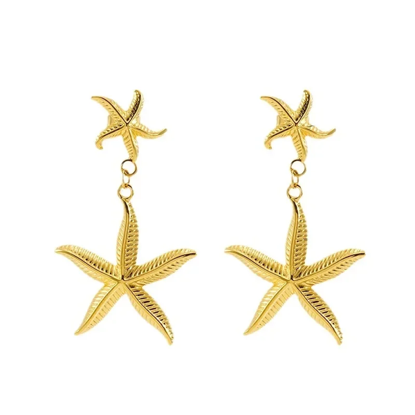 Starfish duo earrings gold