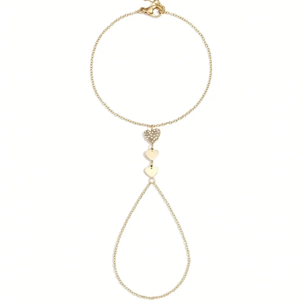 Triple heart hand chain gold