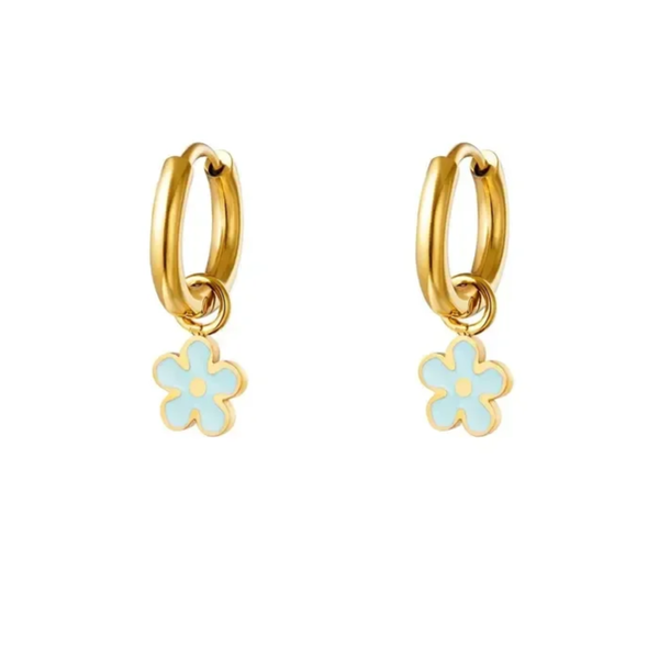 Happy flower earrings blue gold