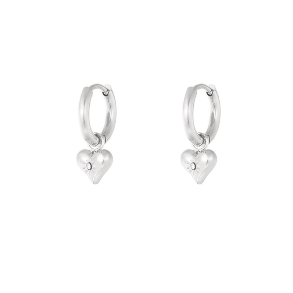 Sparkling heart earrings silver