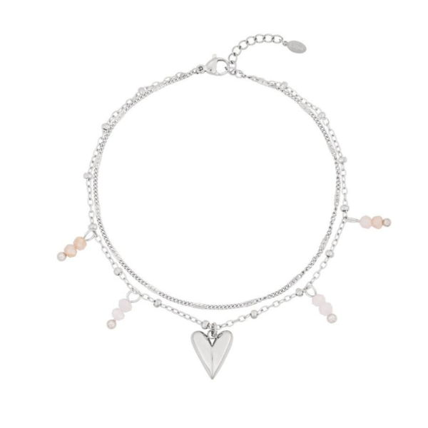 Two layers love bracelet silver
