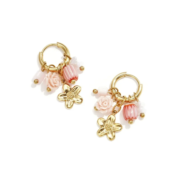 Flower/rose charm earrings gold