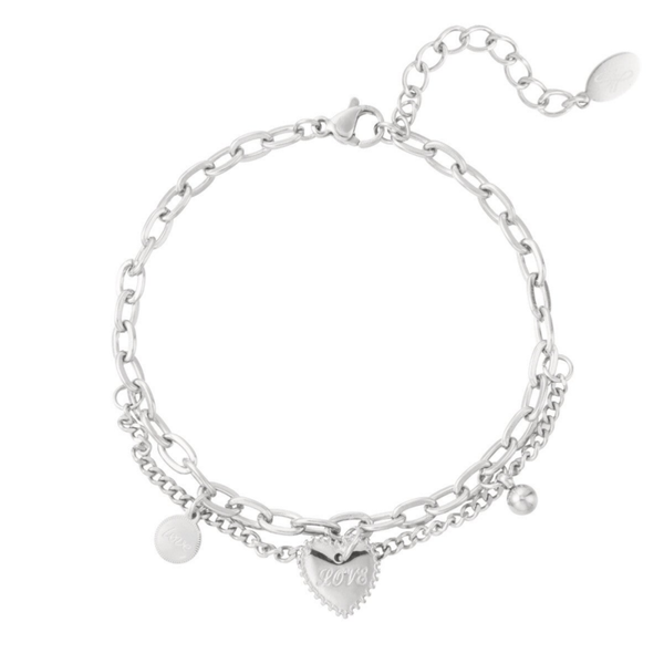 Double love link bracelet silver