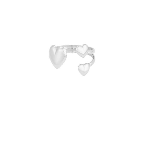 Heart trio ring silver
