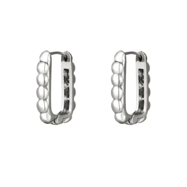 Bubble rectangle earrings large silver