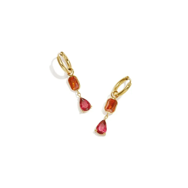 Colored zircon drop earrings gold