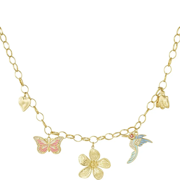 Wild floral necklace gold