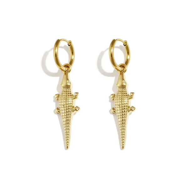 Crocodile earrings gold